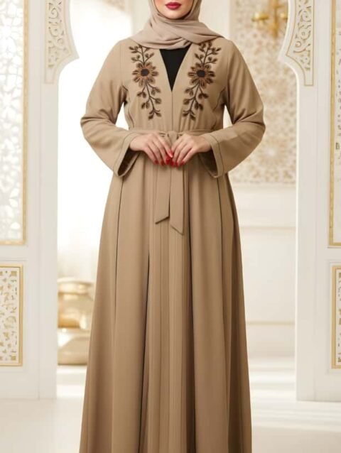 عباية قطعتين موديل قفطان ملكي فستان بلاسيه ومشلح قبة ردة ملكية مع شك يدوي حجر كريستال القماش كبردين دبي