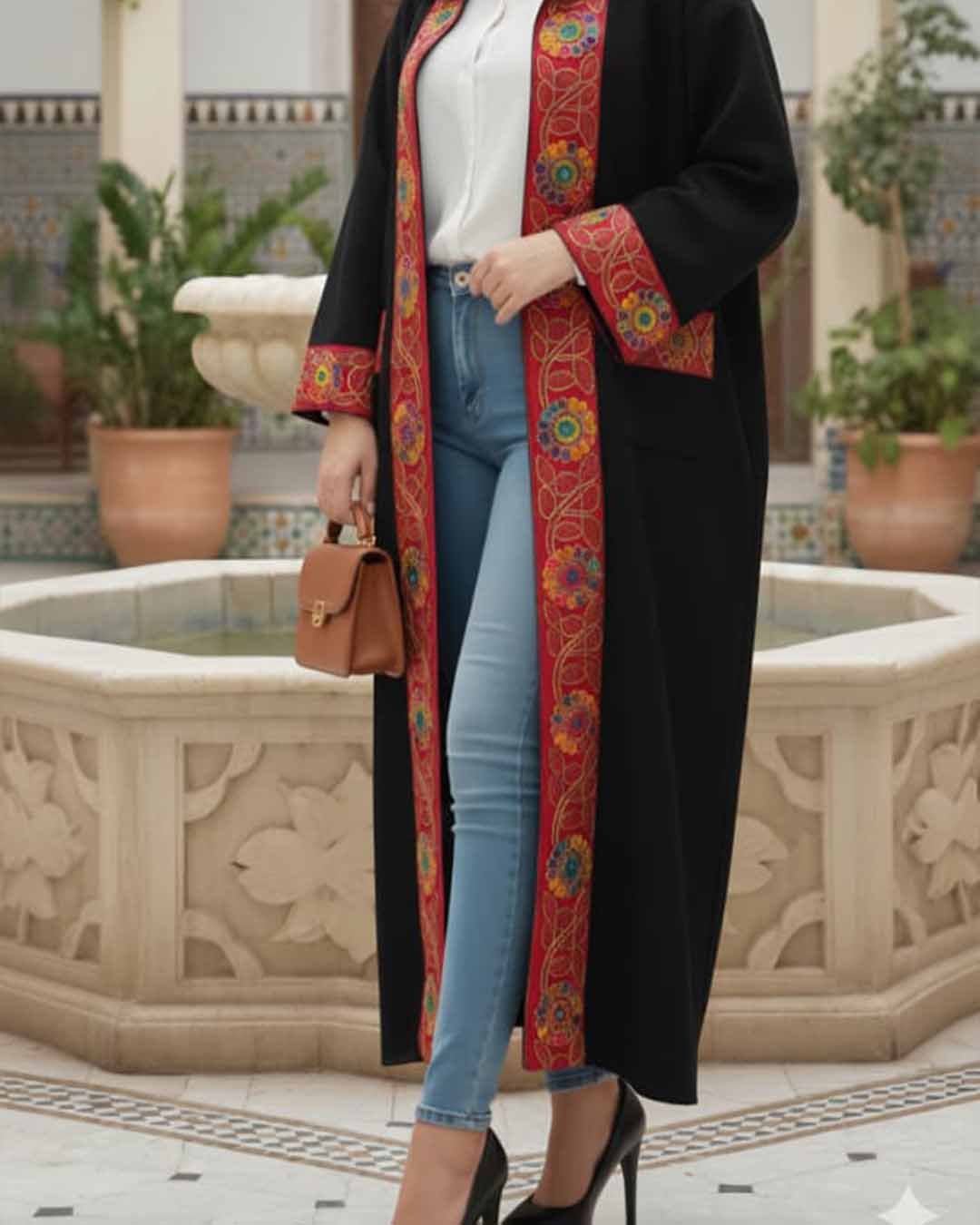 عباية بشت تريكو حبكة ناعمة تطريز ارمني يدوي طول ١٤٠ سم كواليتي عالية بلبس كل القياسات - الصورة 3