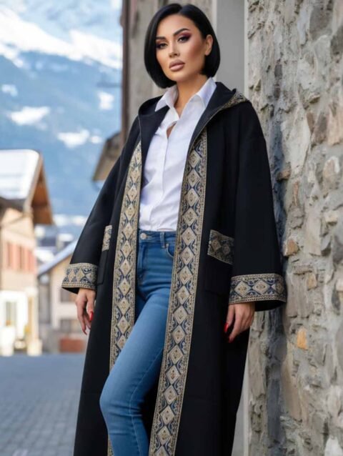 عباية بشت تريكو حبكة ناعمة  تطريز ارمني يدوي طول ١٤٠ سم كواليتي عالية  بلبس كل القياسات